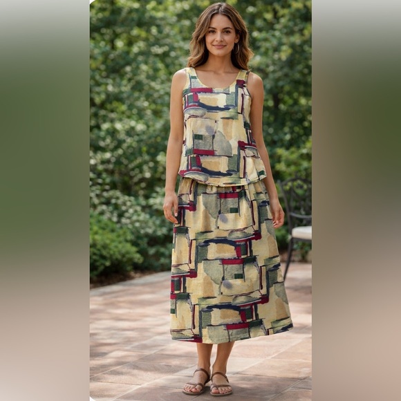 Dresses & Skirts - Spring or Summer top/skirt dress. Sleeveless Abstract Print Multi colour.